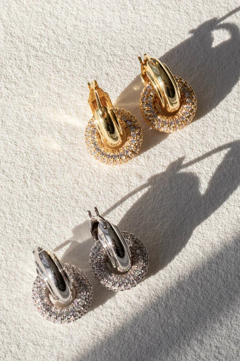 LUV AJ Pave Interlock Hoops