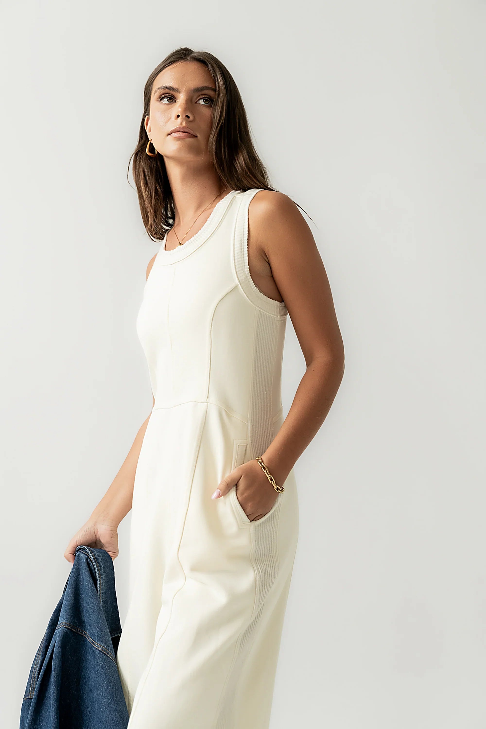 Tristan Knit Jumpsuit in Cream