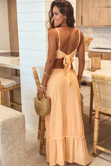 Light Orange Maxi Dress with Cut Out
