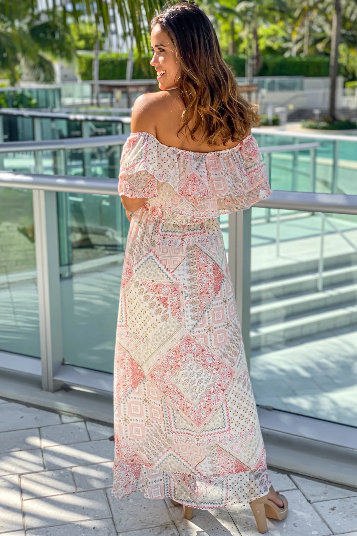 Multi Color Printed High Low Dress