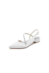 Beaded Pointed Toe Buckle Kitten Heels