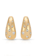 Bezel Crystal Dotted Hoop Earrings