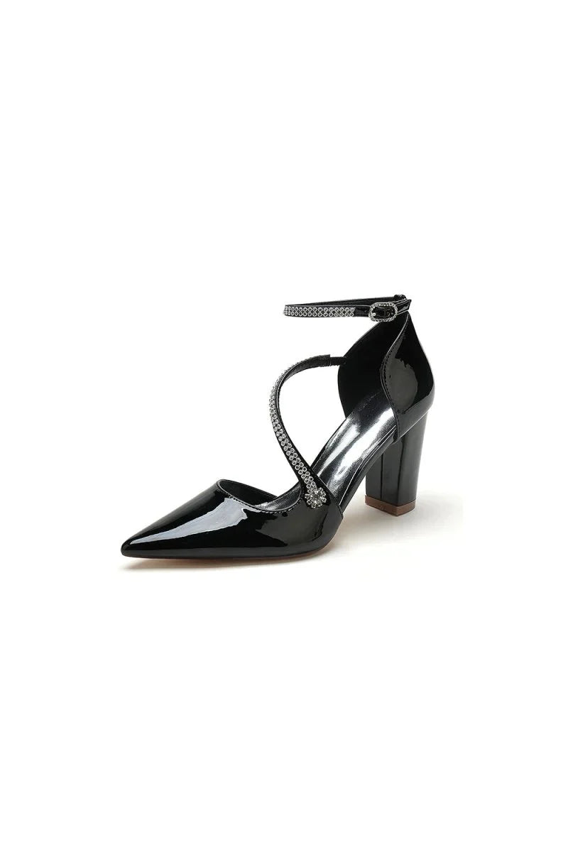 Ivory Chunky Heels with Silver Chain Detailing
