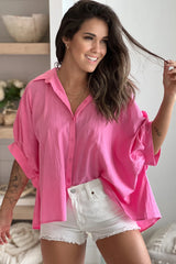 Bubble Gum Oversized Button Down Shirt