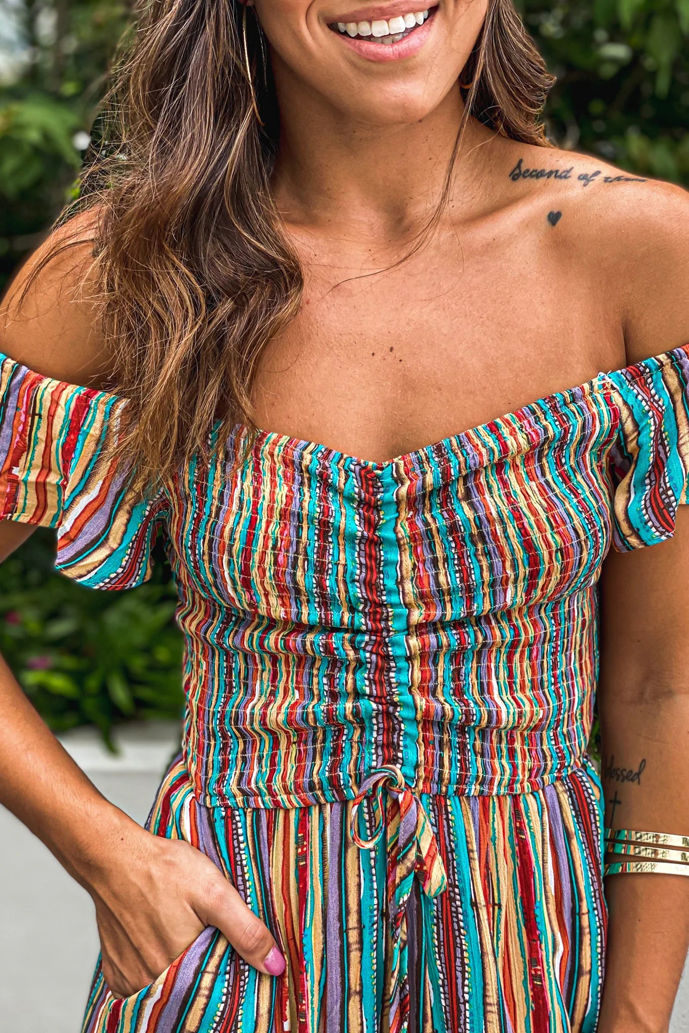Multi Color Smocked Top Jumpsuit