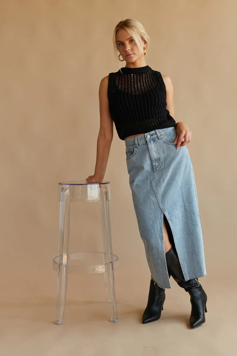 Hayden Denim Midi Skirt
