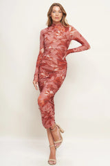 Size Small INSTA WORTHY SIENNA POWER MESH MIDI DRESS FINAL SALE