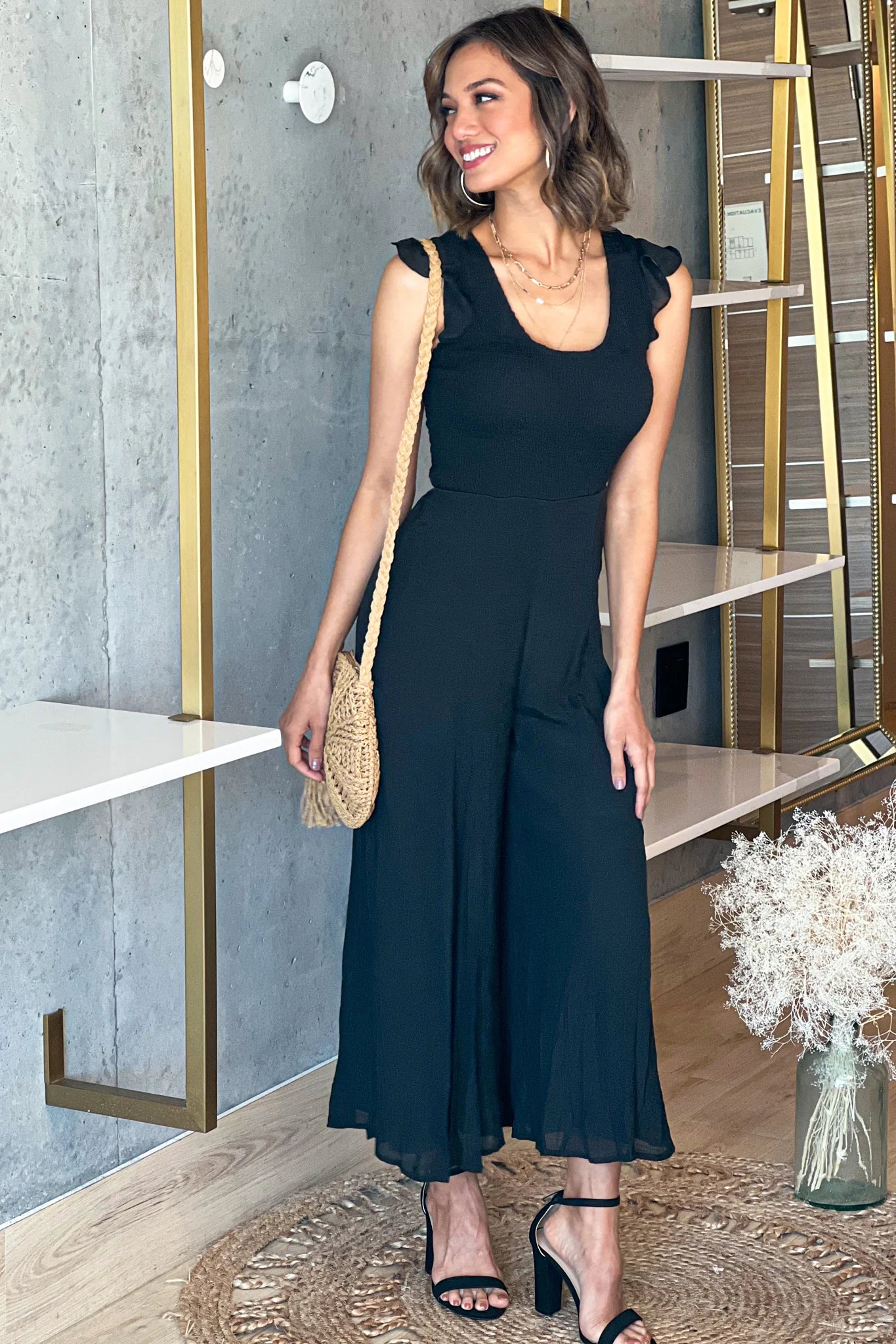 Black Jumpsuit With Tie Back
