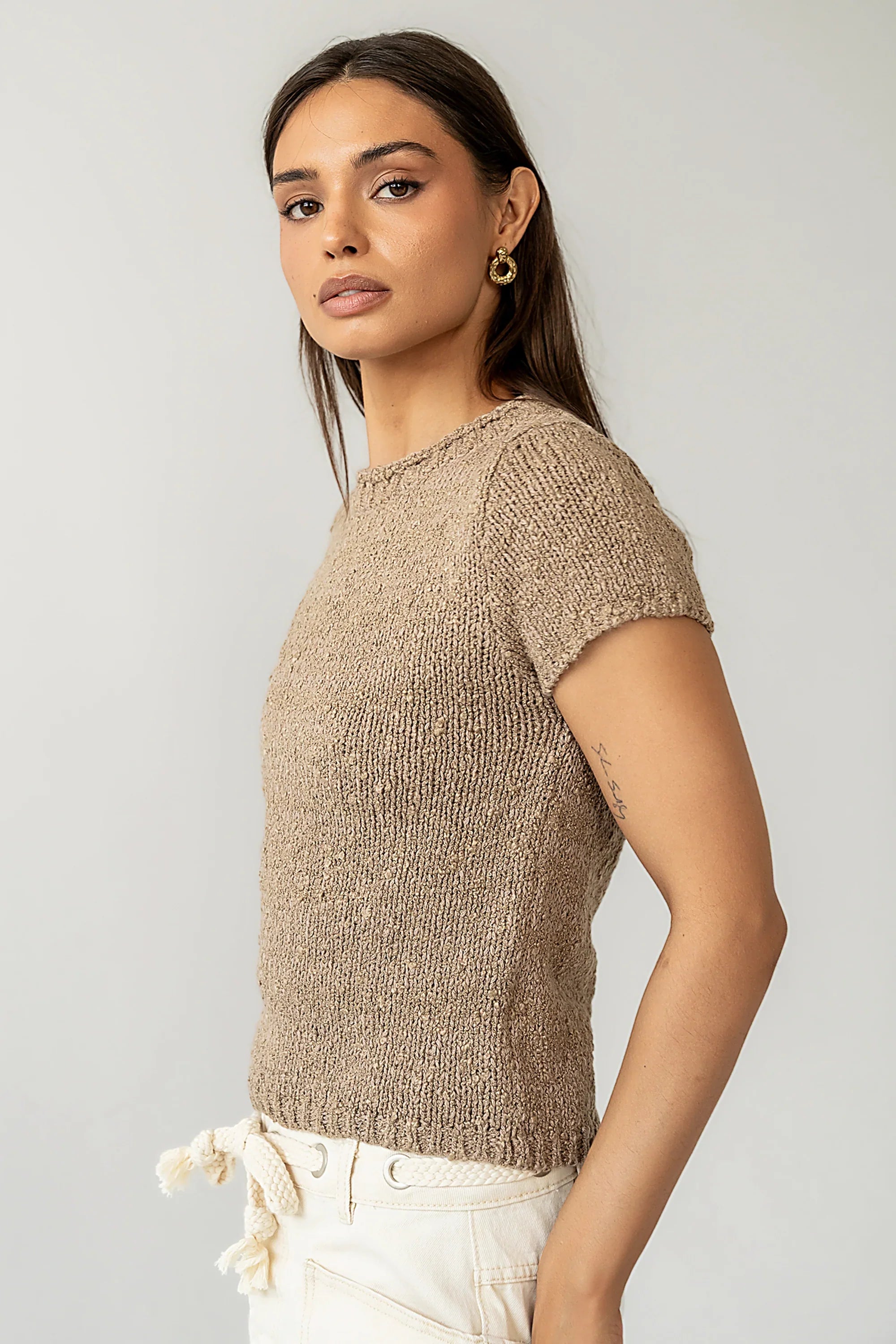 Zoey Knit Sweater in Taupe