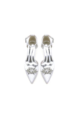 Pointed Toe Rhinestone Kitten Heels