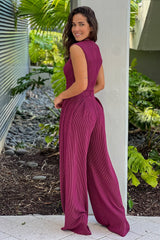 Wine Ribbed Jumpsuit