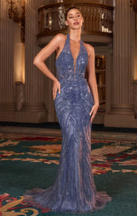Kingston Gown Halter Beaded Mermaid Evening Dress