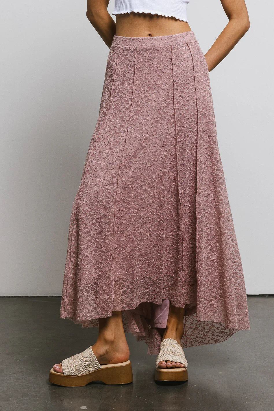 Eliza Lace Skirt in Rose FINAL SALE