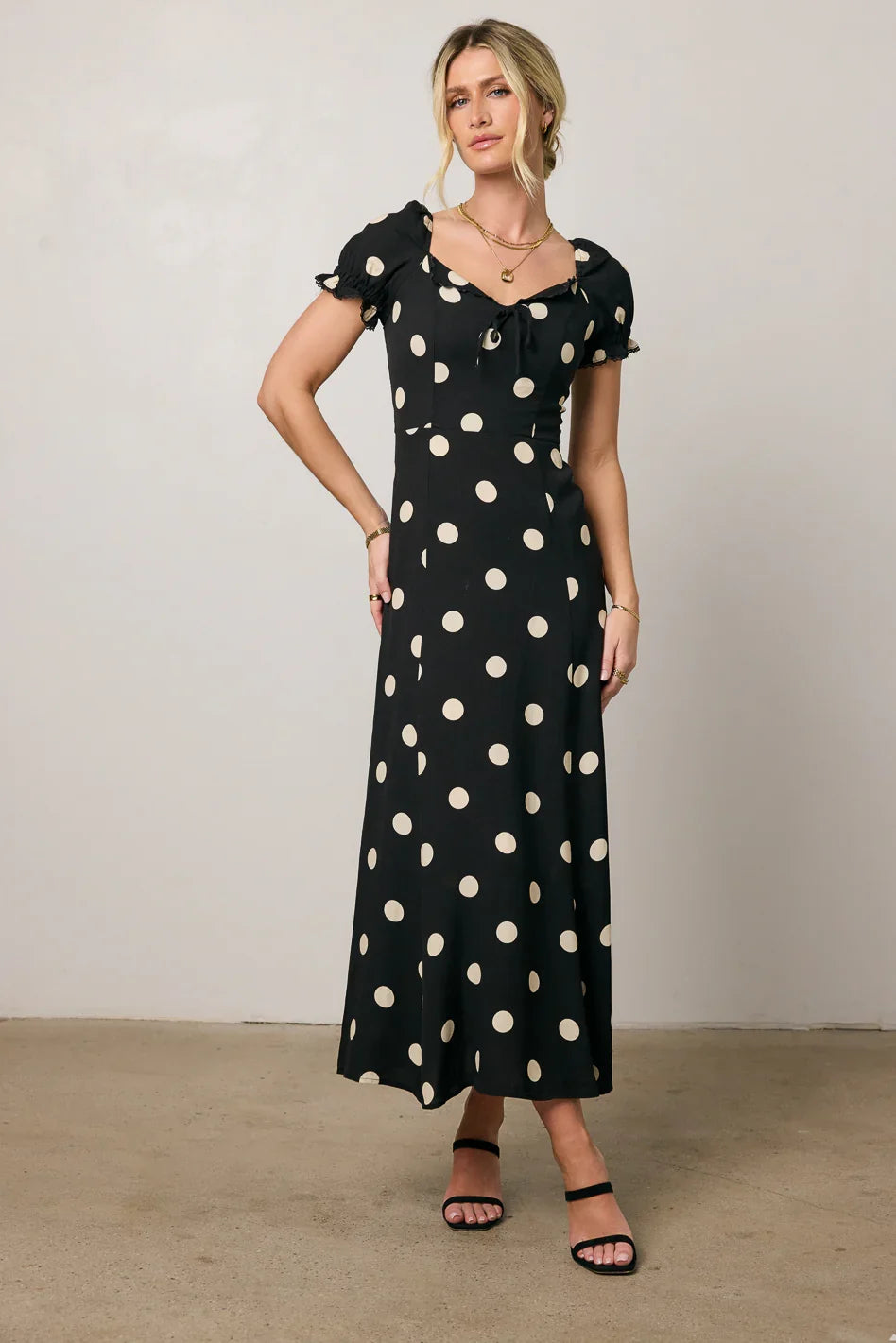 Marlow Polka Dot Maxi Dress In Black FINAL SALE