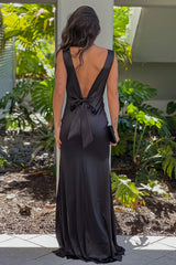 Black Maxi Dress With Back Bow