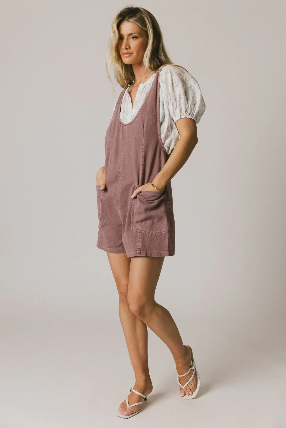 Scottie Denim Overalls in Mauve FINAL SALE