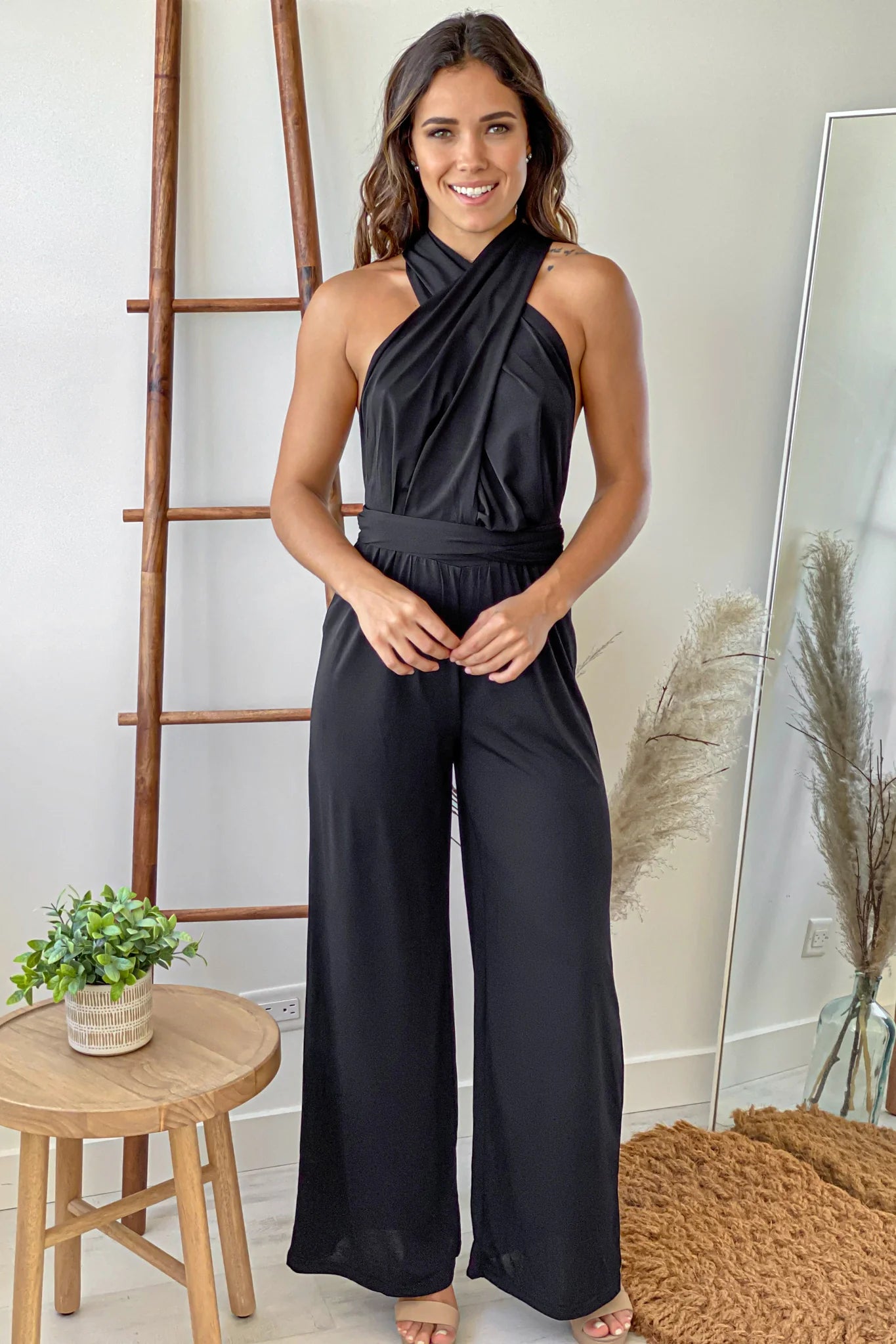 Black Multi Tie Jumpsuit
