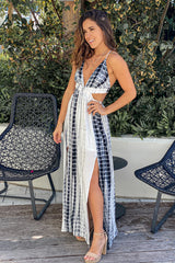 Black Tie Dye Cut Out Maxi Dress