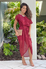 Burgundy One Shoulder Sequin Dress