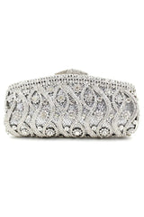 Silver Rhinestones Chain Square Party Handbag