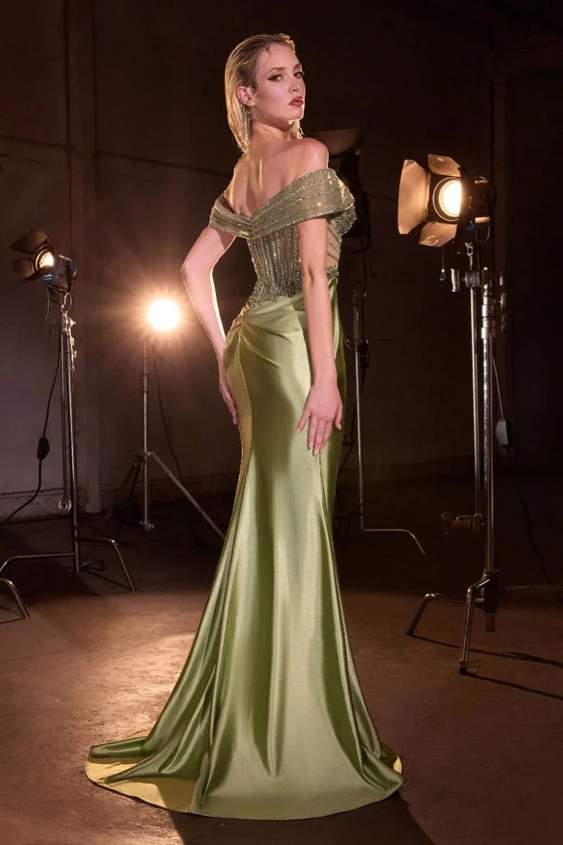 Channing Gown Fitted Dress with Crystal Bodice
