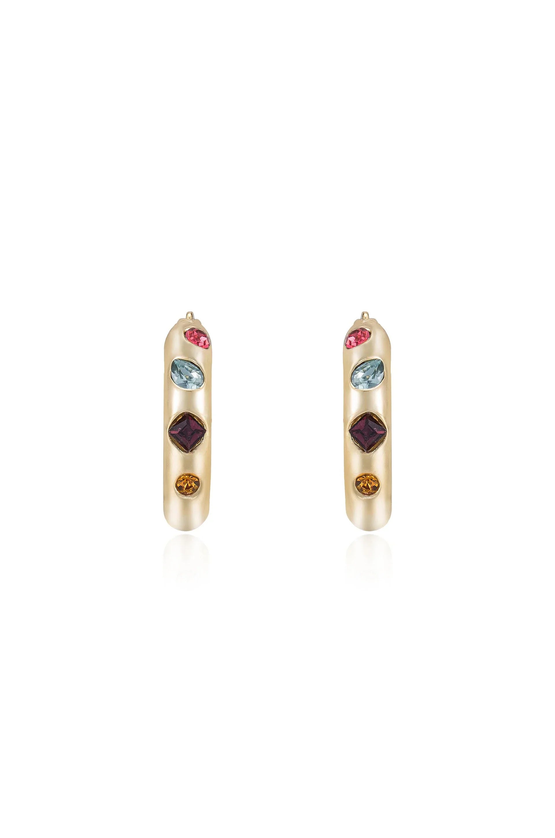 Lively Rainbow Crystal Hoop Earrings