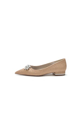 Pointed Toe Rhinestone Slip on Low Heels