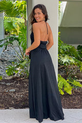 Black Cut Out Lurex Maxi Dress