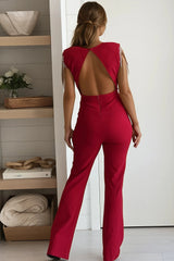 Red Crystal Fringe Sleeve Jumpsuit