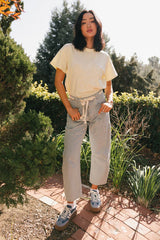 Jocelyn Barrel Jeans in Denim Stripe FINAL SALE