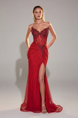 MACKENZIE GOWN FITTED STRAPLESS DRESS