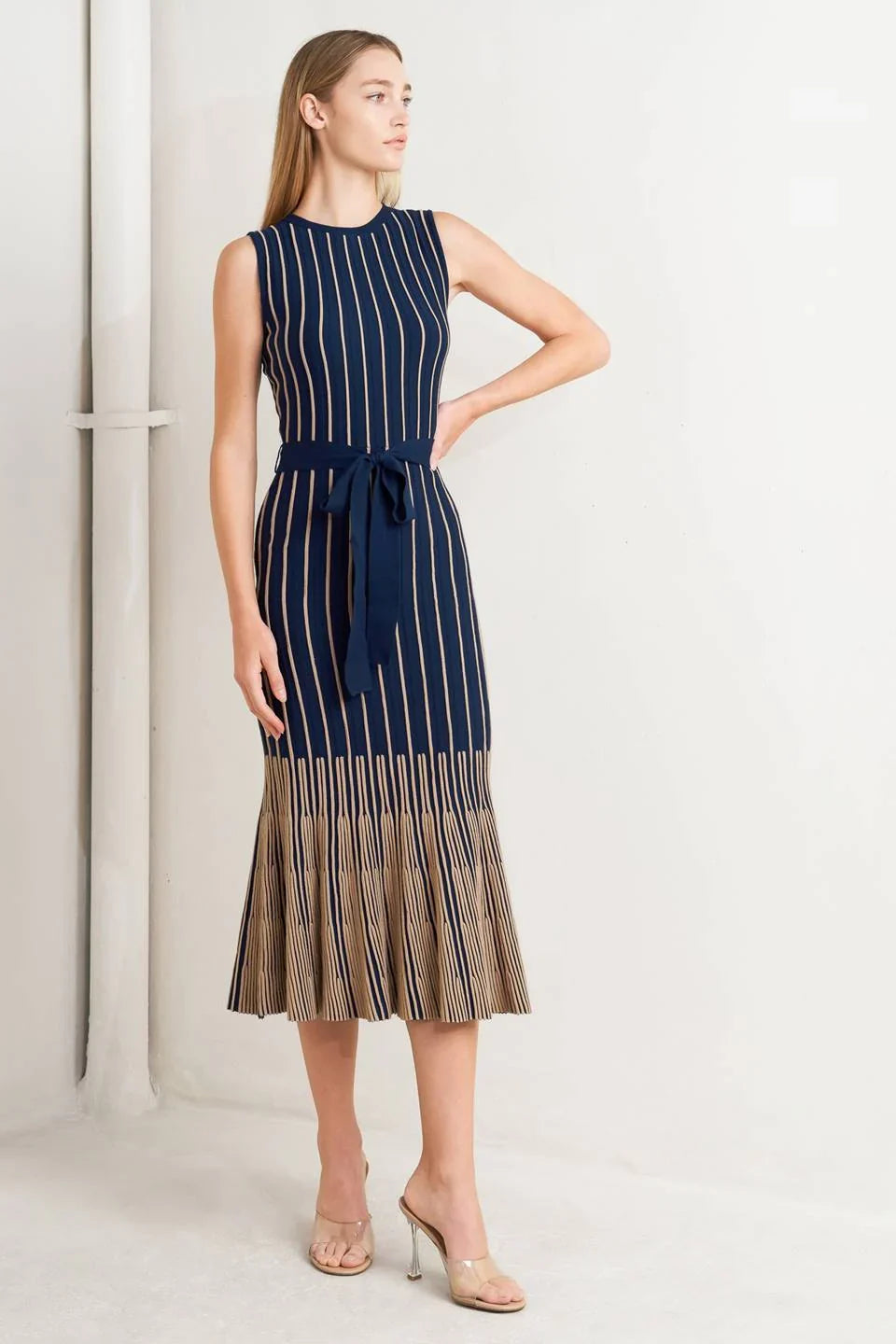 SWEATER KNIT NAVY MERMAID MIDI DRESS