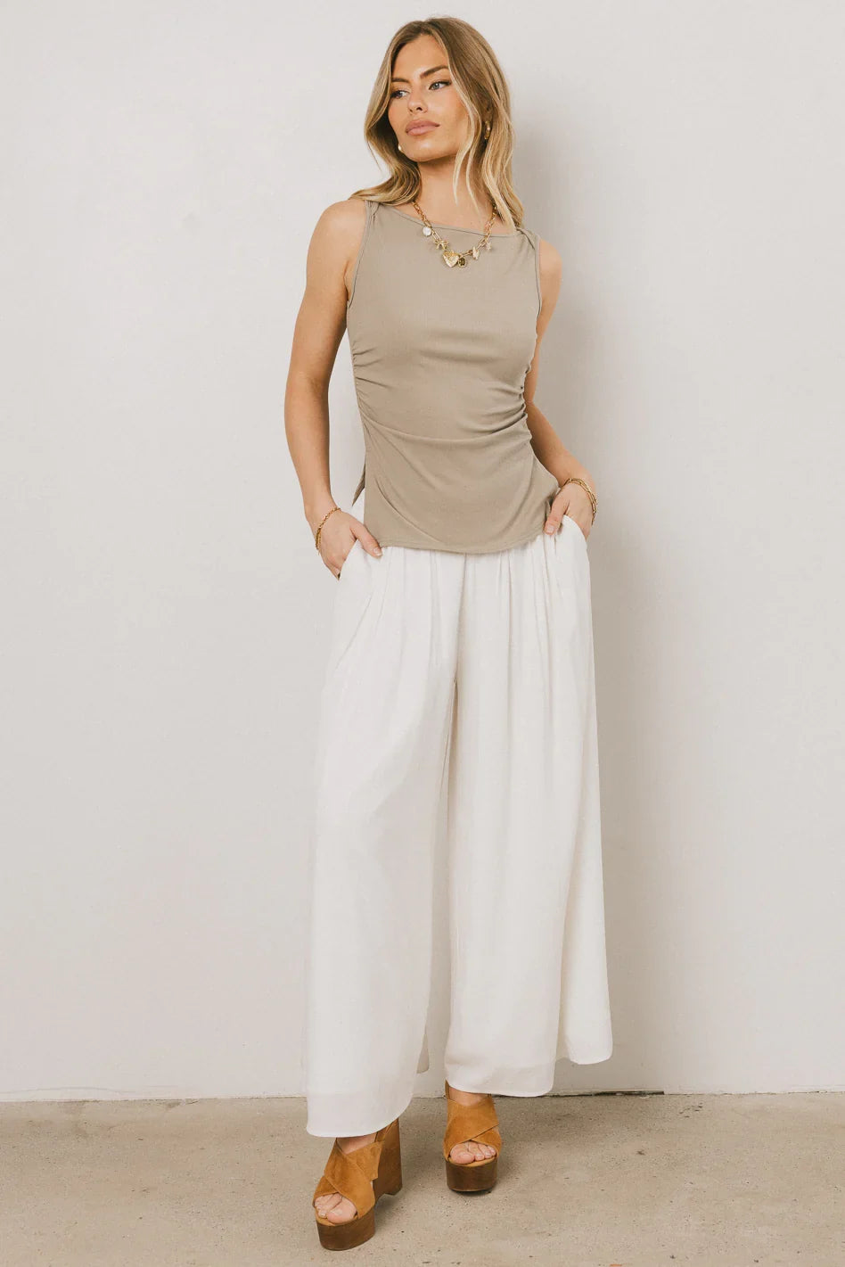 Kiaan Baggy Pants in White FINAL SALE
