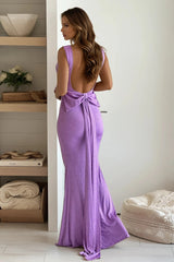 Orchid Glitter Maxi Dress With Bow Detail