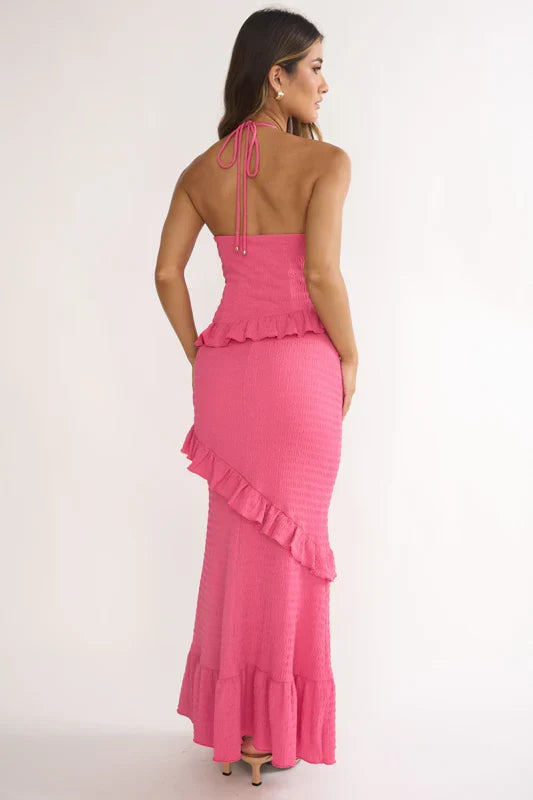 NADIA HALTER MAXI DRESS FUCHSIA PINK