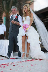 Gorgeous Beach White Short Organza Sweetheart Asymmetrical Wedding Dresses