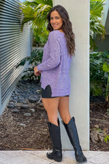 Lavender V Neck Knit Sweater