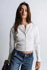 Julia Ribbed Cardigan in Cream