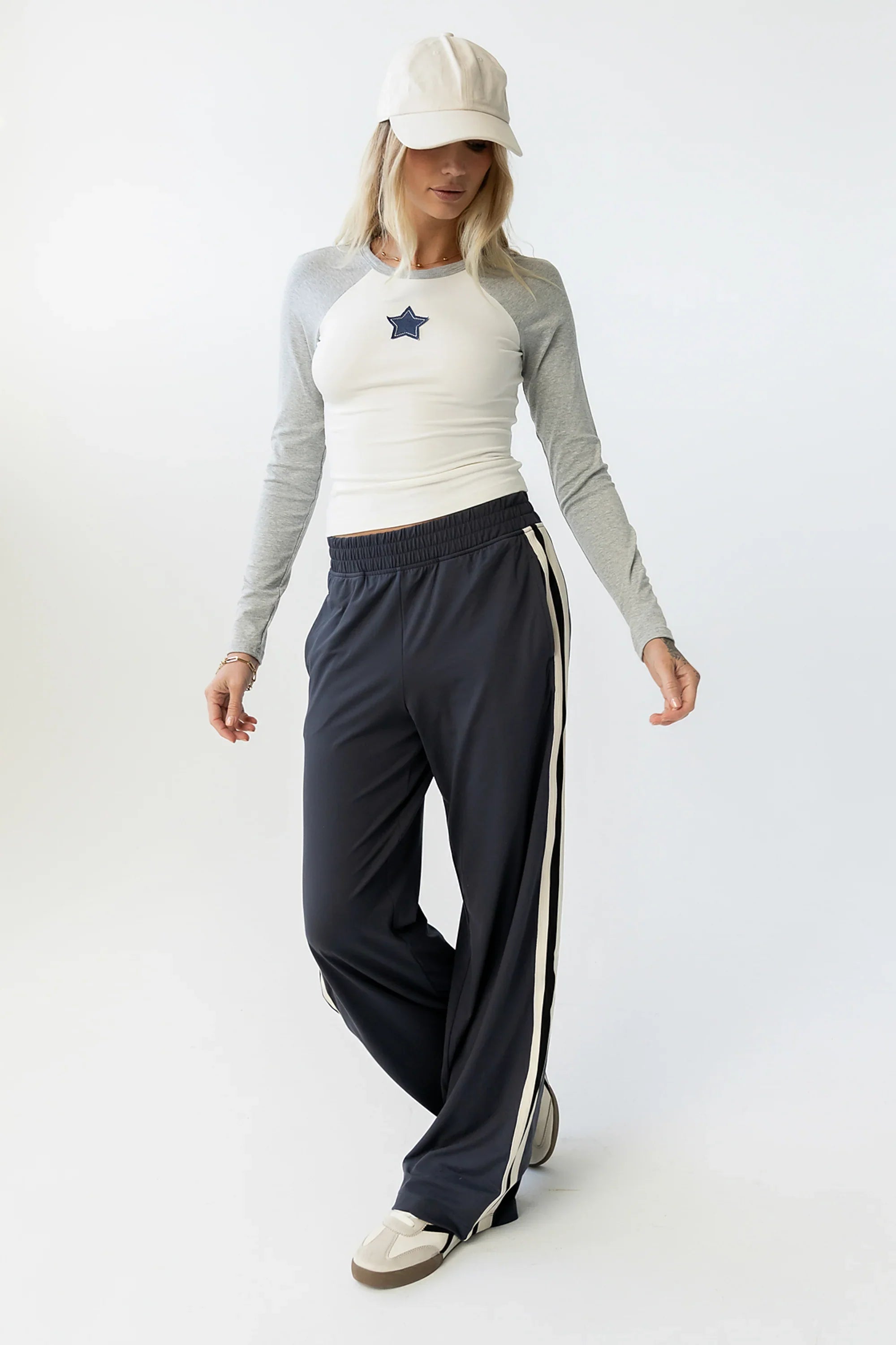 Avery Striped Pants in Charcoal