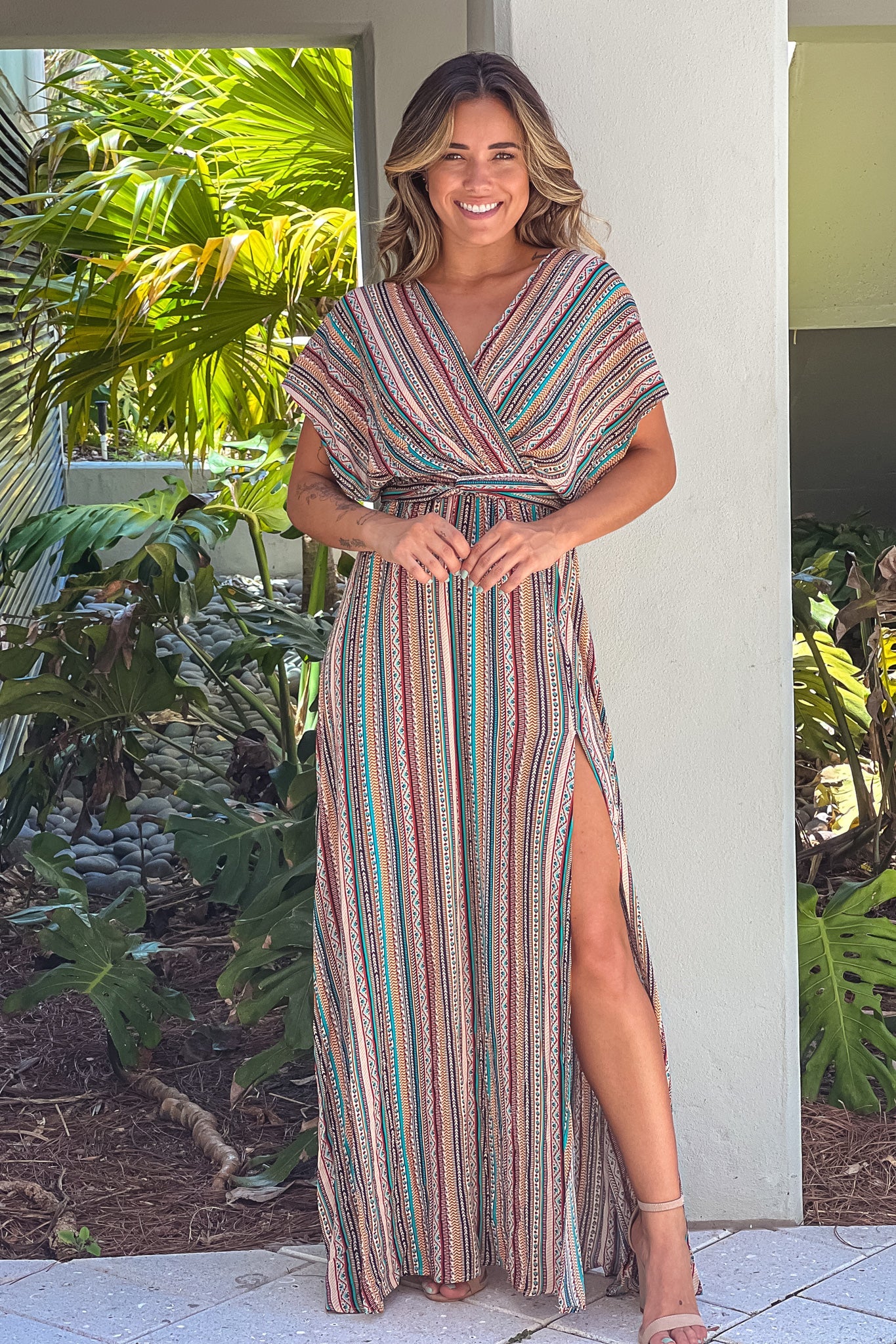 Multi Color Multi Tie Maxi Dress