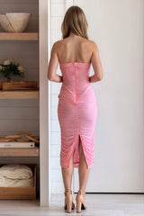 Pink Sweetheart Mesh Midi Dress