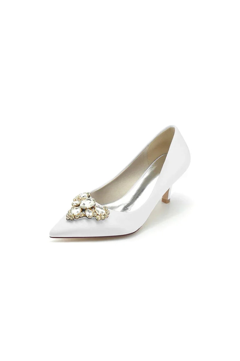 Pointed Toe Stiletto Heels with Rhinestone