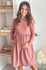 Rust Glitter Maternity Short Dress