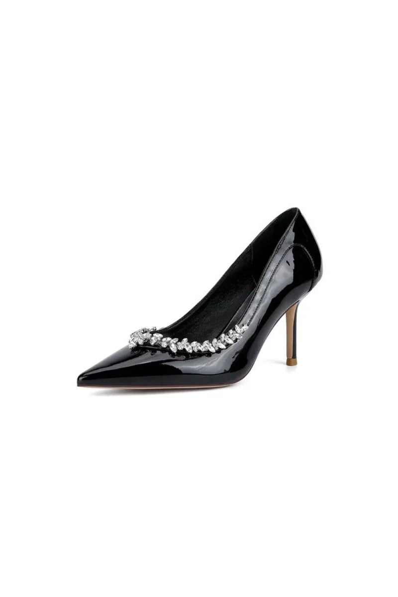 Ivory High Heels with Crystal Embellished Metal Accent