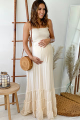 Cream Maternity Maxi Dress with Strappy Back