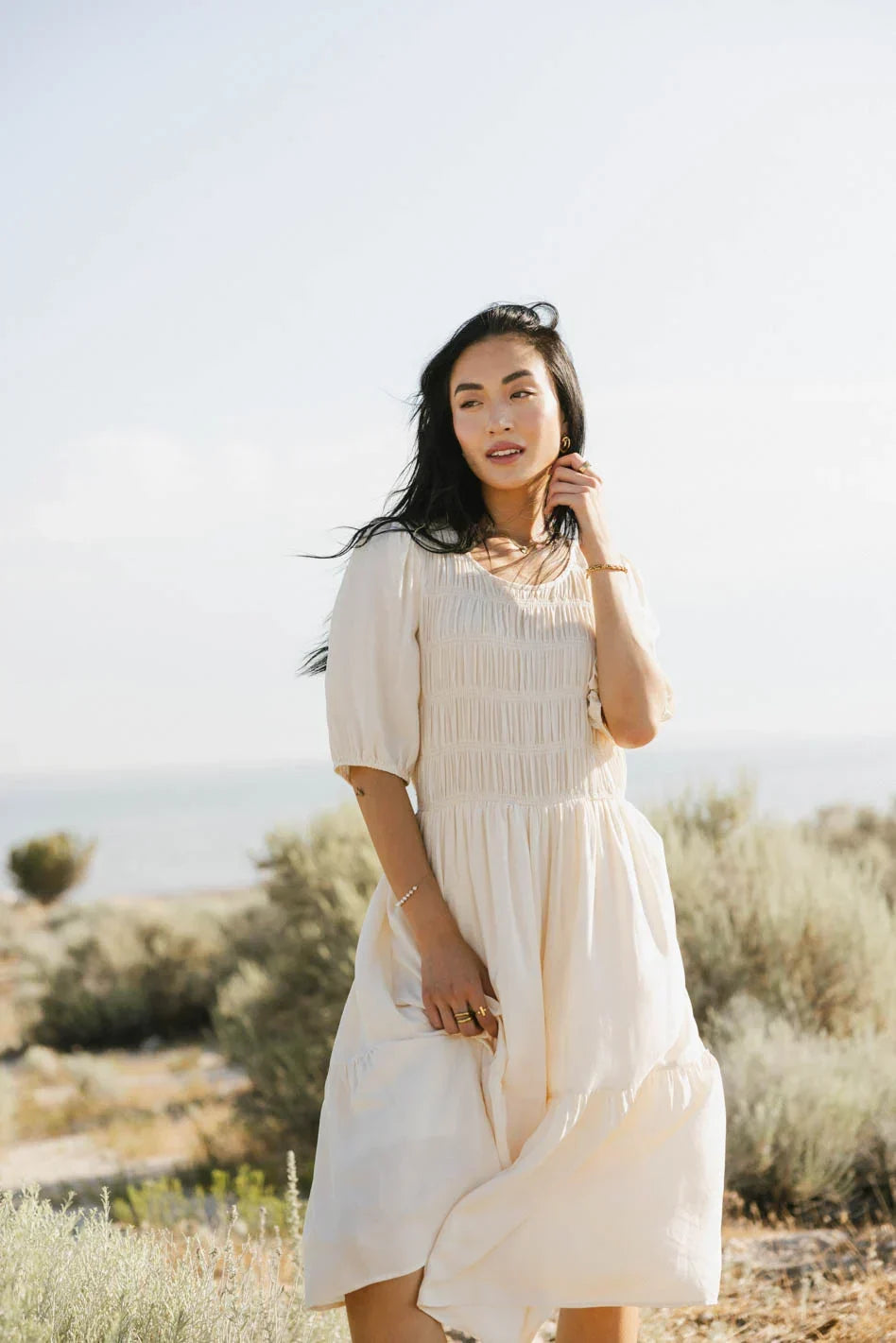Olivia Faux Smocked Midi Dress FINAL SALE