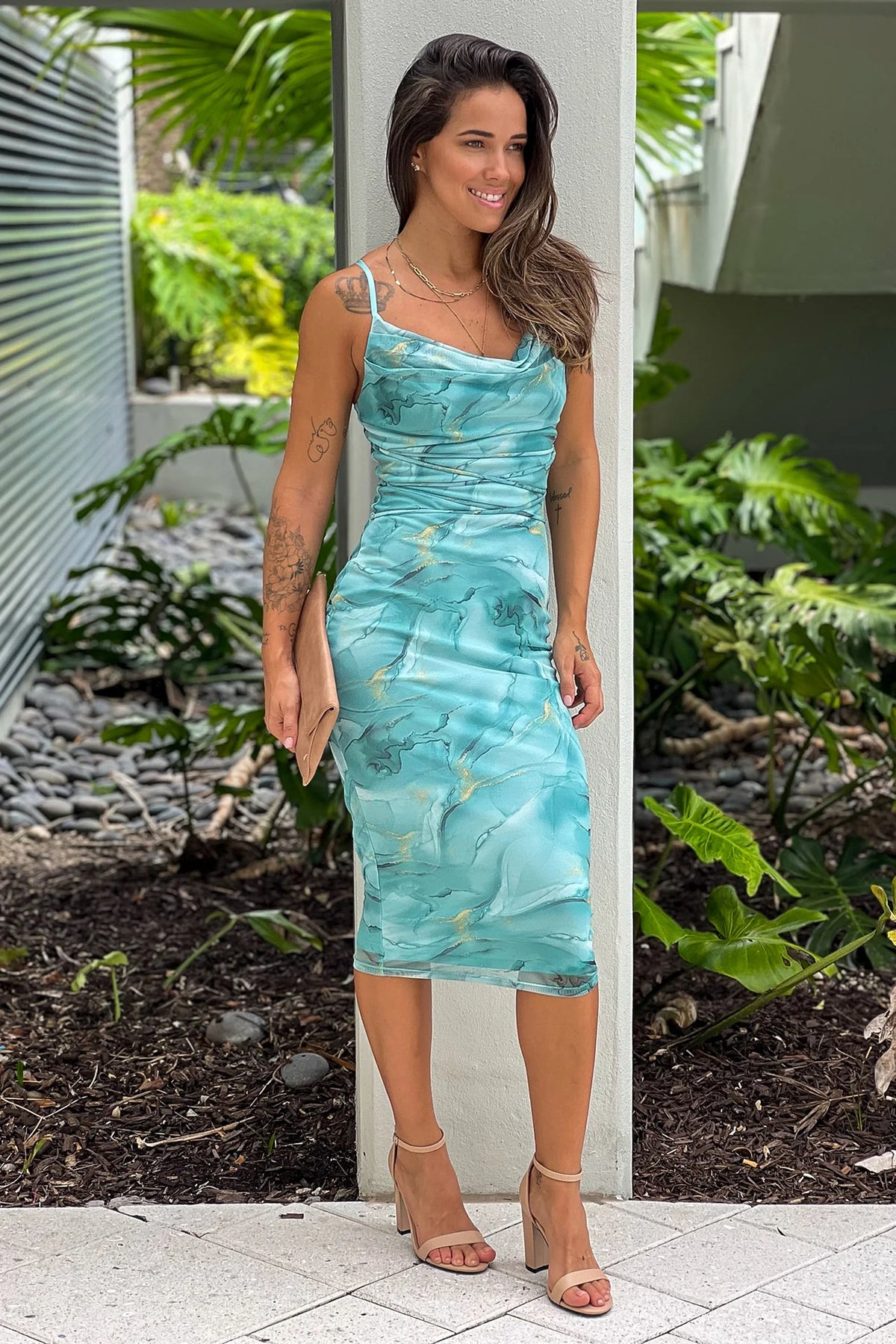 Seafoam Marble Midi Dress