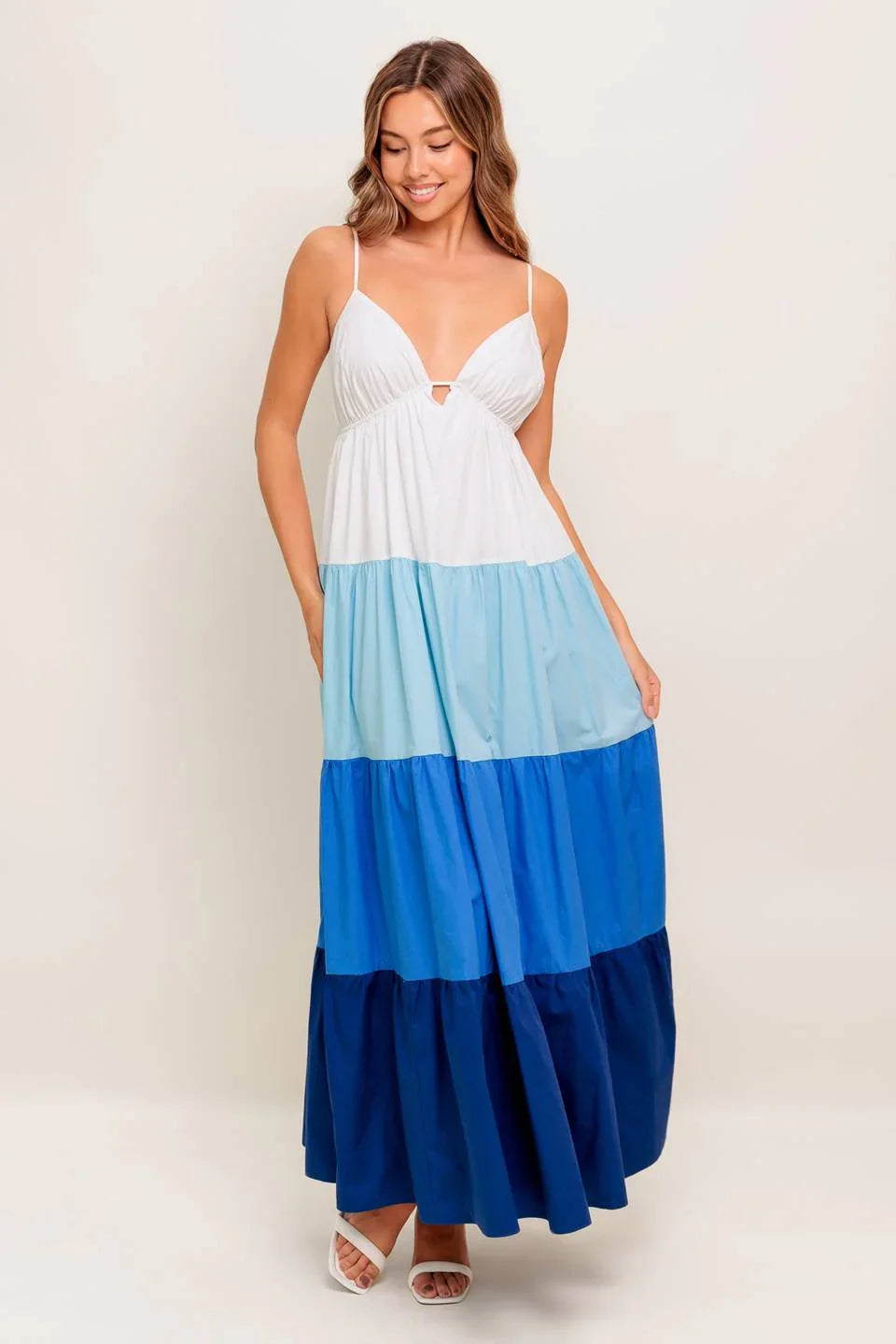 CRUISE MODE MIDI DRESS BLUE COLOR BLOCK