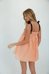 Madi Textured Satin Tie Strap Babydoll Dress