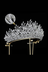 Silver Feather Shaped Zirconia Crown